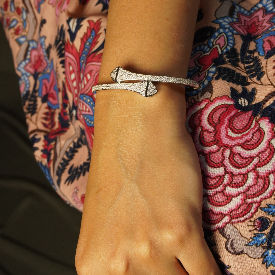 Elegant CZ Arrowhead Open Bracelet