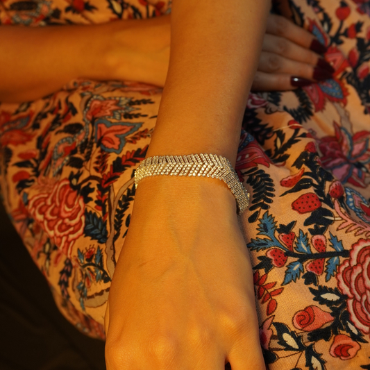 Diamond-Cut CZ Mesh Bracelet