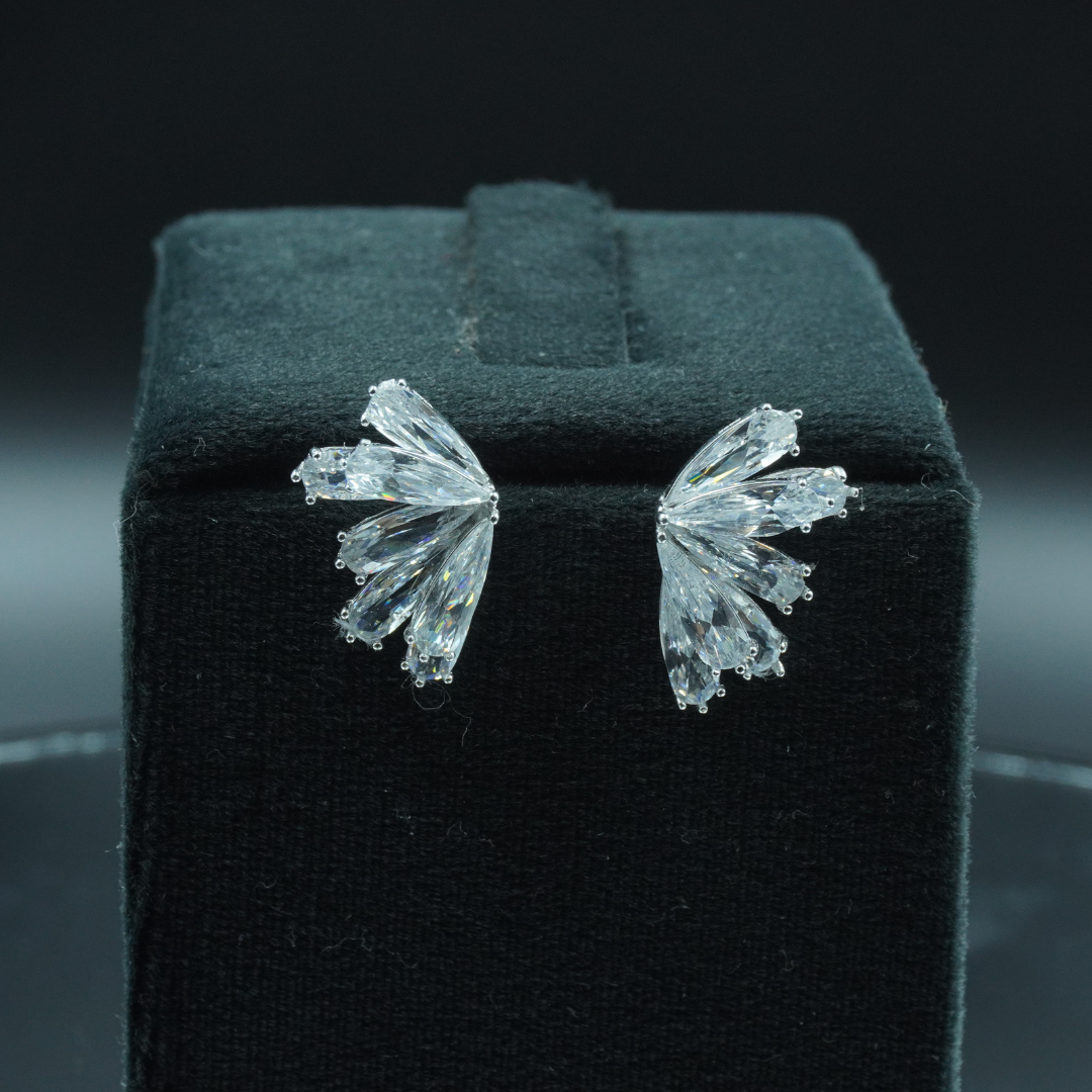 Crystal Fan Statement Stud Earrings