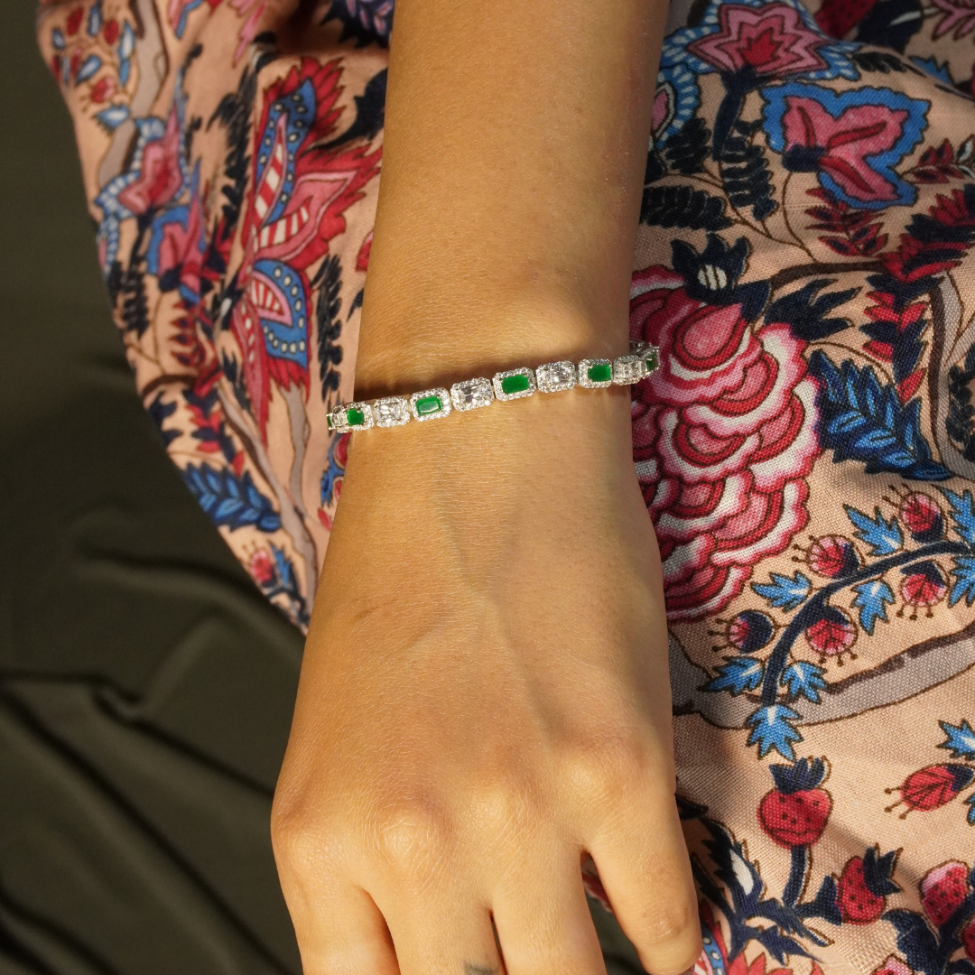 Emerald Green & CZ Classic Bracelet