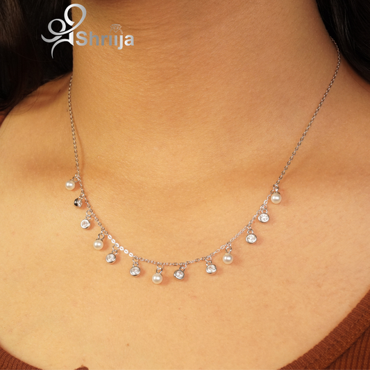 Pearl & CZ Droplet Delicate Chain