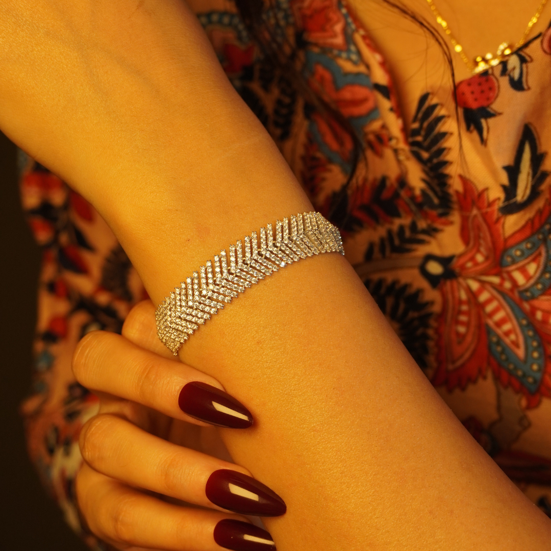 Diamond-Cut CZ Mesh Bracelet