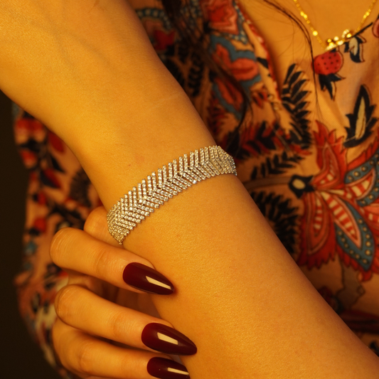 Diamond-Cut CZ Mesh Bracelet