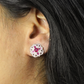 Ruby & CZ Floral Stud Earrings