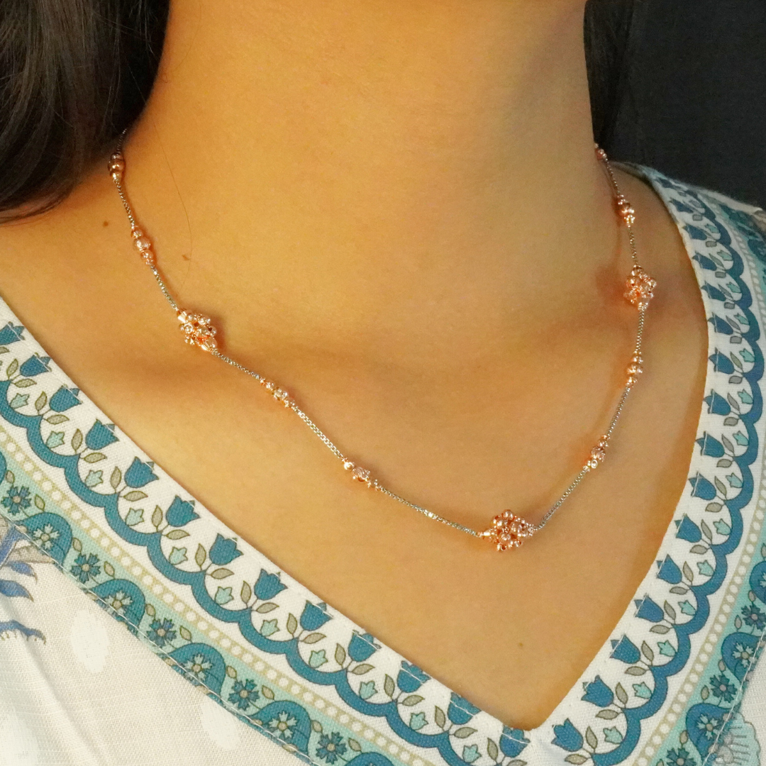 Italian Dual-Tone Floral Beads Chain