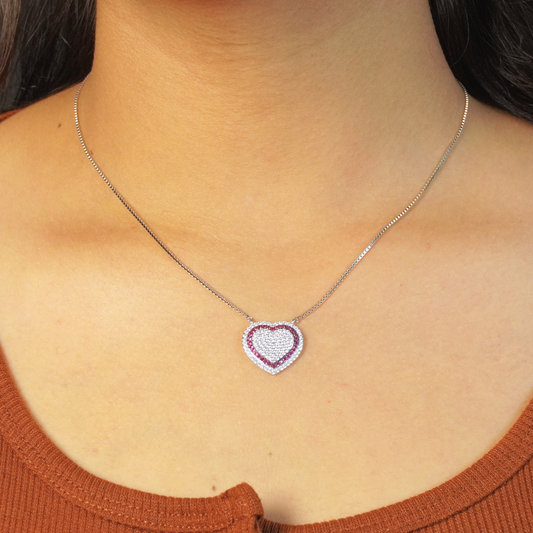 Dual-Tone Heart CZ Pendant