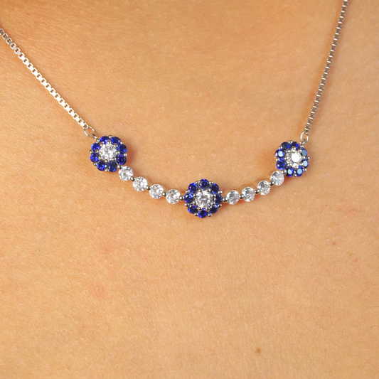 Blue Floral CZ Elegant Pendant