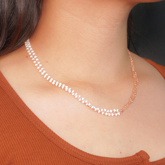 Rose Gold & Pearl Dual-Strand Chain