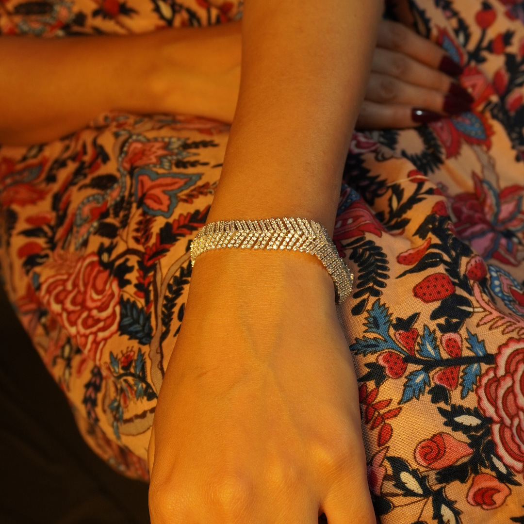 Diamond-Cut CZ Mesh Bracelet