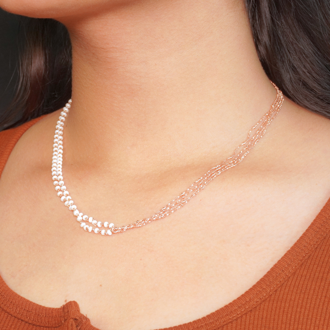 Rose Gold & Pearl Dual-Strand Chain