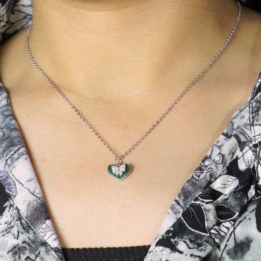 Green Heart Butterfly CZ Pendant