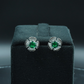Green Crystal Floral Stud Earrings