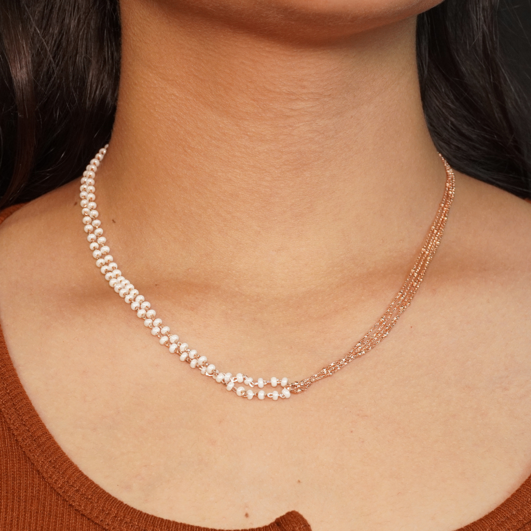Rose Gold & Pearl Dual-Strand Chain