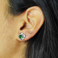 Green Crystal Floral Stud Earrings