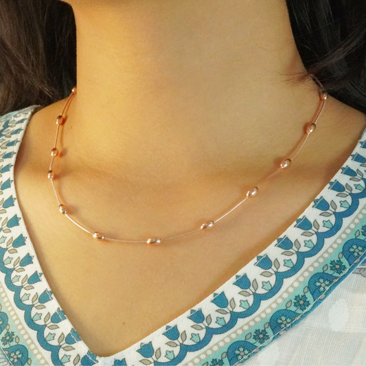 Italian Rose Gold Beaded Chain