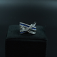 Blue & CZ Criss-Cross Statement Ring