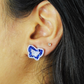 Blue Butterfly CZ Stud Earrings