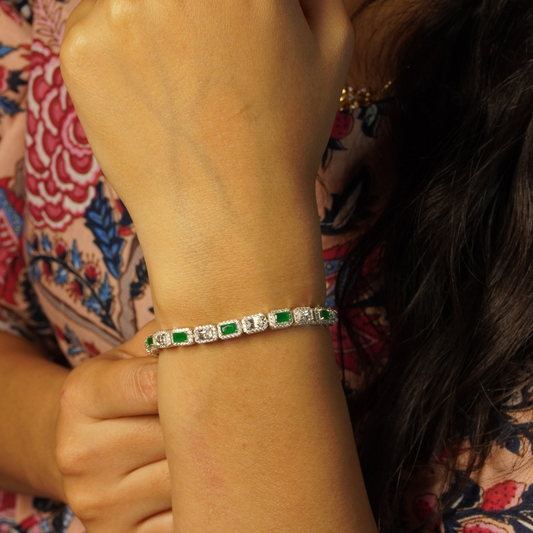 Emerald Green & CZ Classic Bracelet