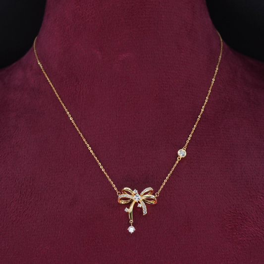 Elegant Bow CZ Pendant