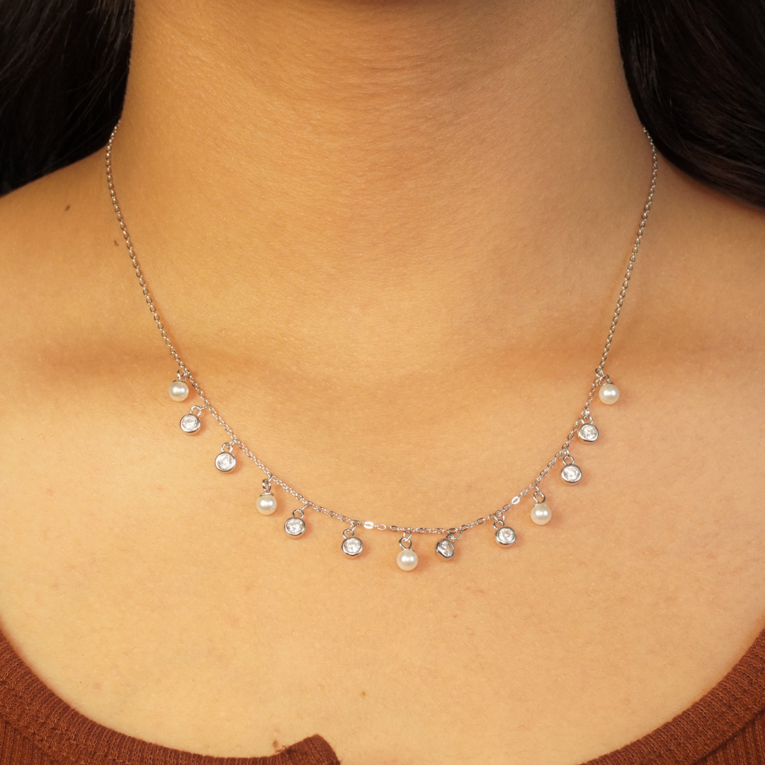 Pearl & CZ Droplet Delicate Chain