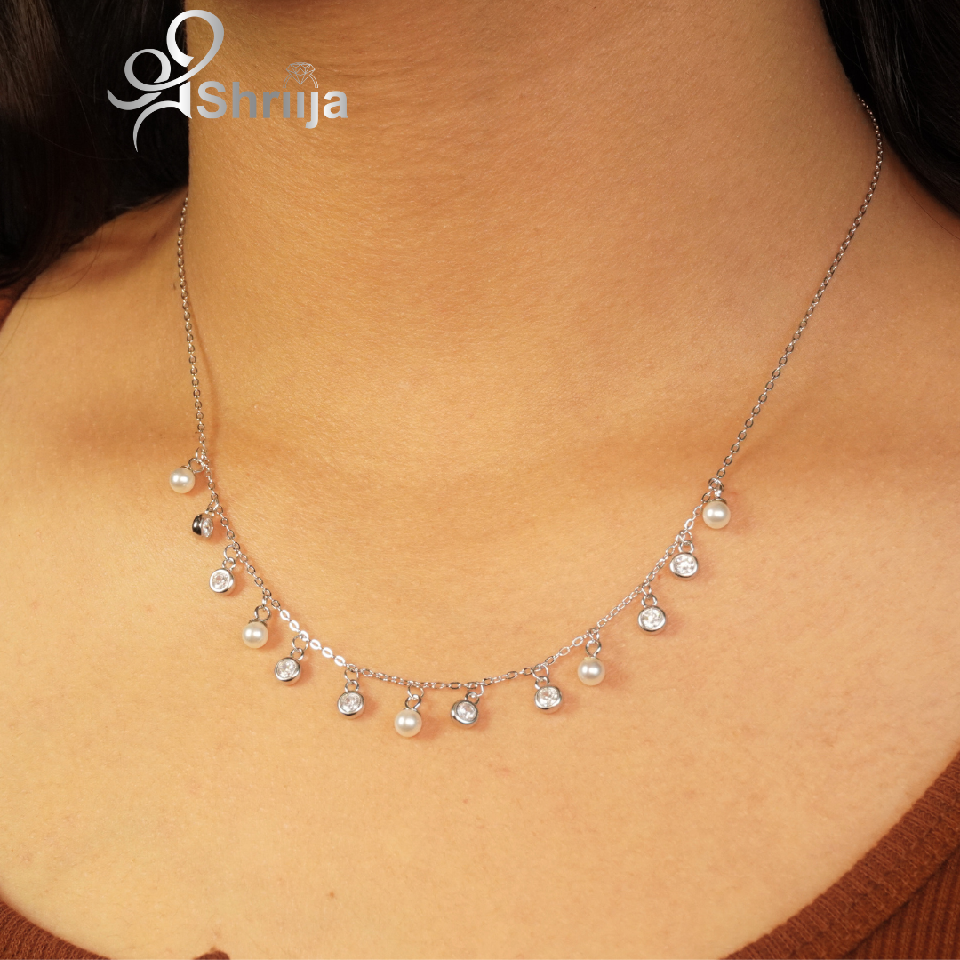 Pearl & CZ Droplet Delicate Chain