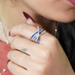 Blue & CZ Criss-Cross Statement Ring