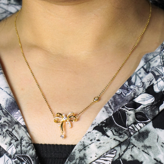 Elegant Bow CZ Pendant